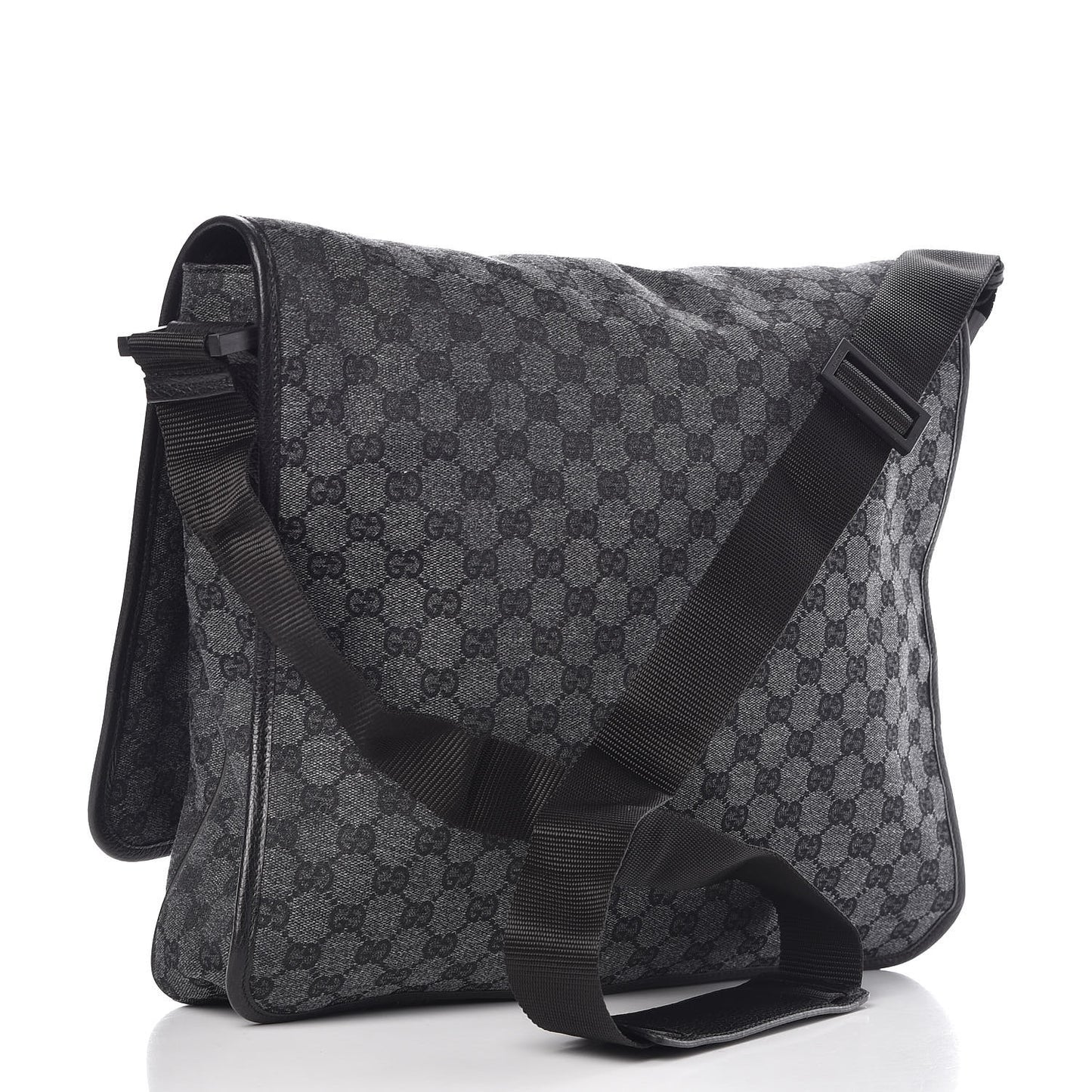 Denim Monogram Hysteria Double Buckle Flap Messenger Bag