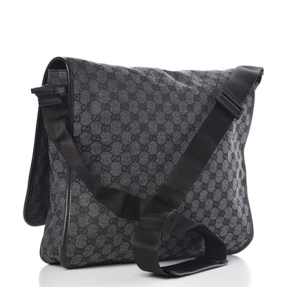 Gucci Denim Monogram Hysteria Double Buckle Flap Messenger Bag 3 of 10