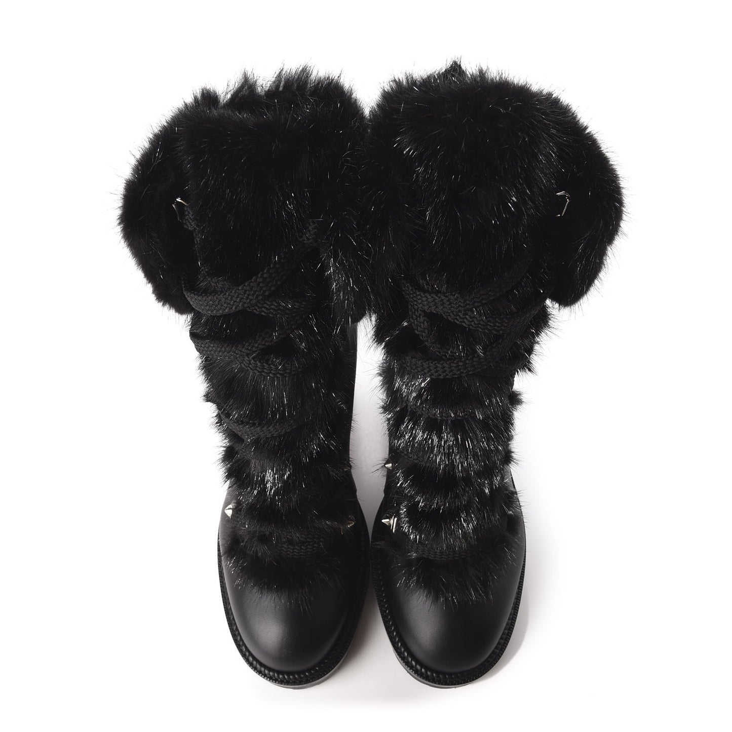 Nappa Fox Fur Fanny 70 Ankle Boots 36 Black