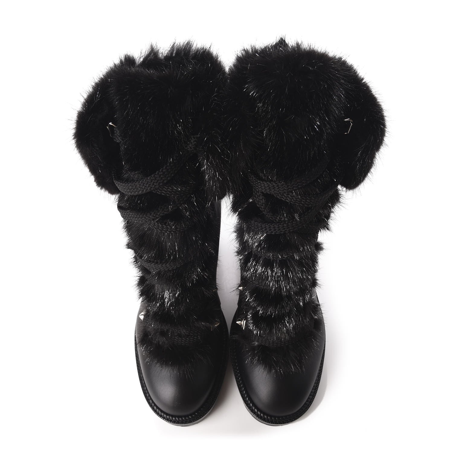 Christian Louboutin Nappa Fox Fur Fanny 70 Ankle Boots 36 Black 5 of 10