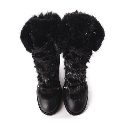 Christian Louboutin Nappa Fox Fur Fanny 70 Ankle Boots 36 Black 5 of 10