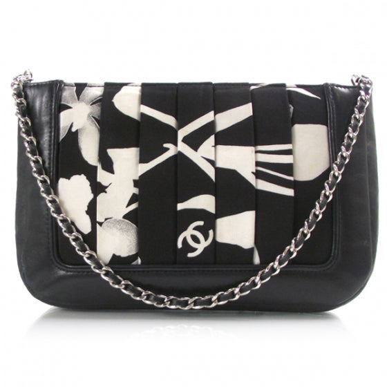 Chanel Canvas Pleated Symbols Pochette Black 1 of 10
