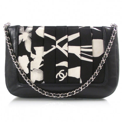 Chanel Canvas Pleated Symbols Pochette Black 1 of 10
