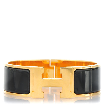 Hermes Enamel Wide Clic Clac H Bracelet GM Black 1 of 4
