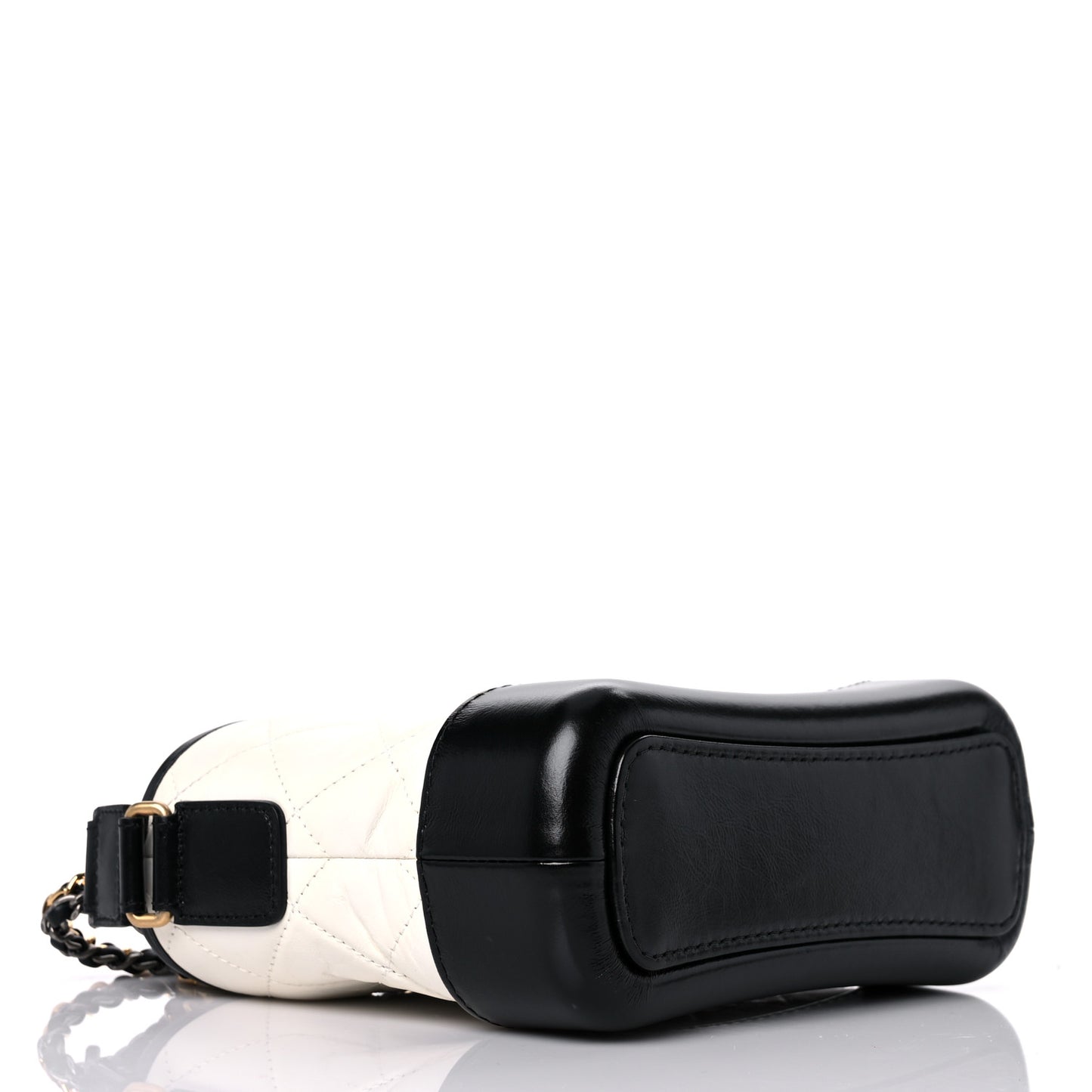 Aged Calfskin Quilted Small Gabrielle Hobo Black White
