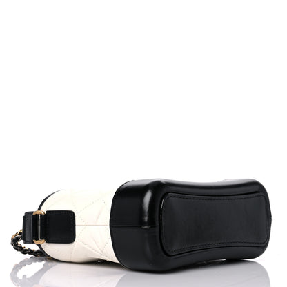 Chanel Aged Calfskin Quilted Small Gabrielle Hobo Black White 4 of 10