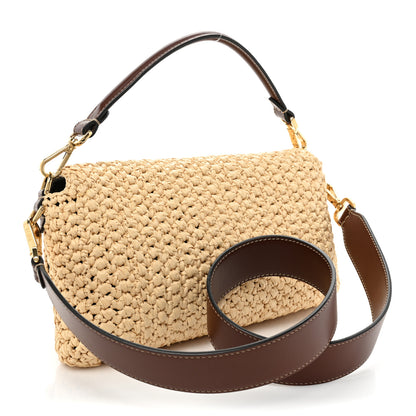 Fendi Straw Vitello King Woven Baguette Natural Ghianda 3 of 8
