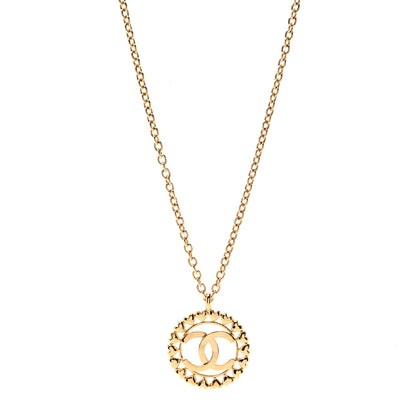 Chanel Metal CC Heart Medallion Chain Pendant Necklace Gold 1 of 4
