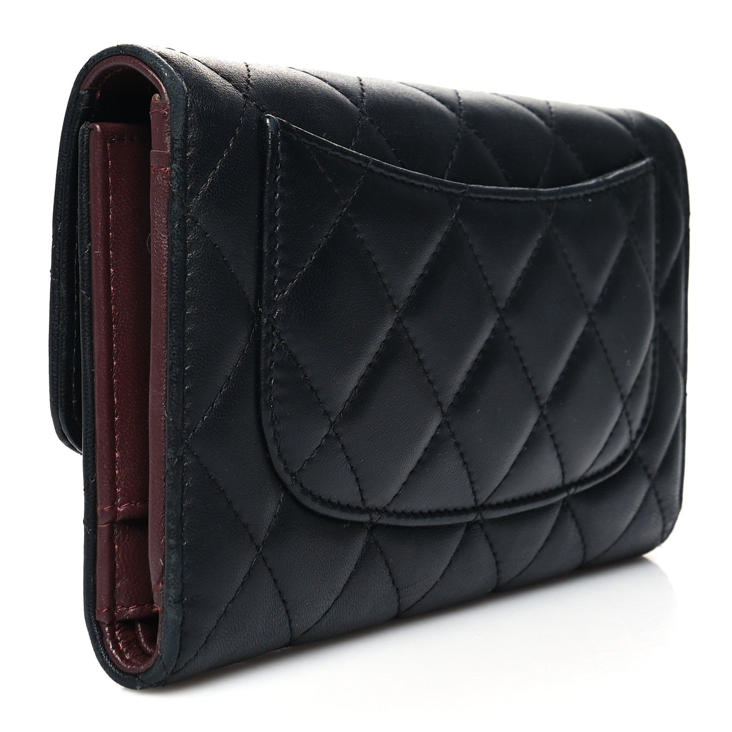 Chanel Lambskin Quilted Large Flap Wallet Black 3 of 13