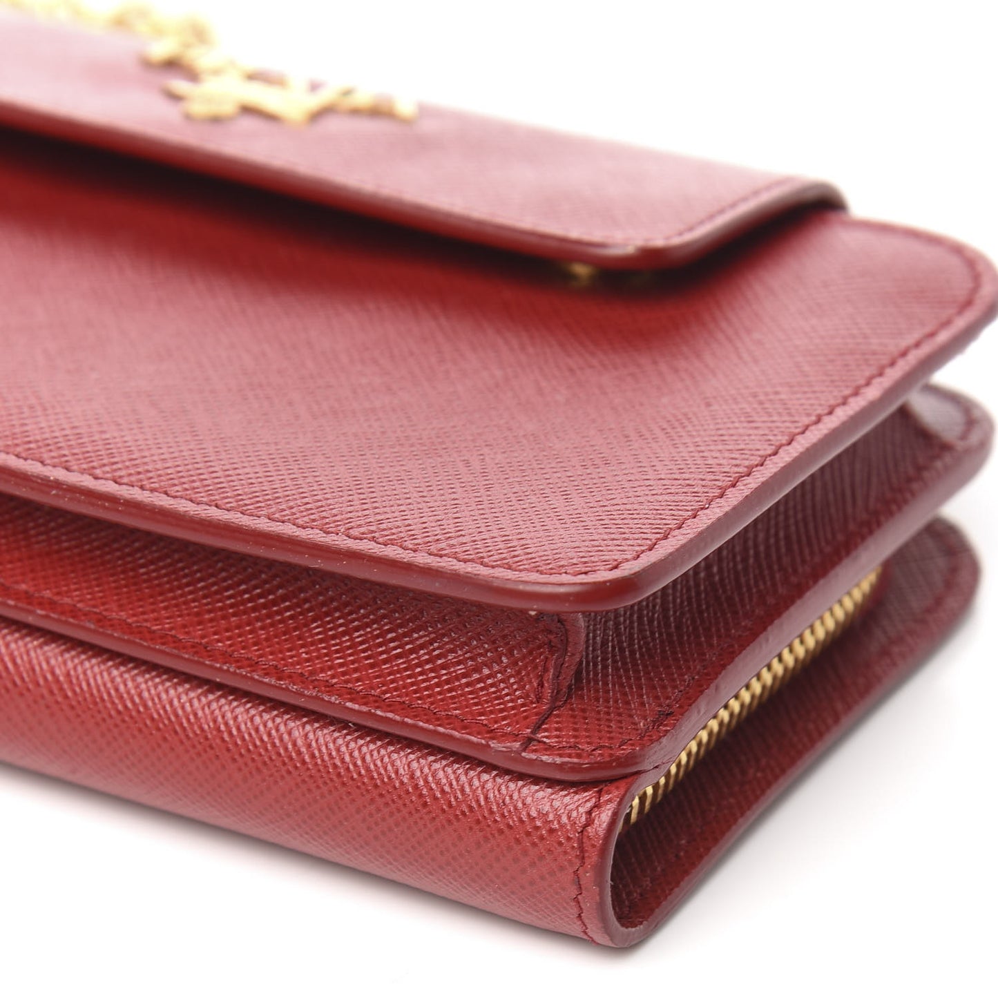 Saffiano Chain Wallet Fuoco