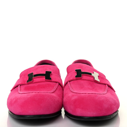Hermes Suede Goatskin Paris Loafers 37.5 Rose Fuchsia 2 of 4