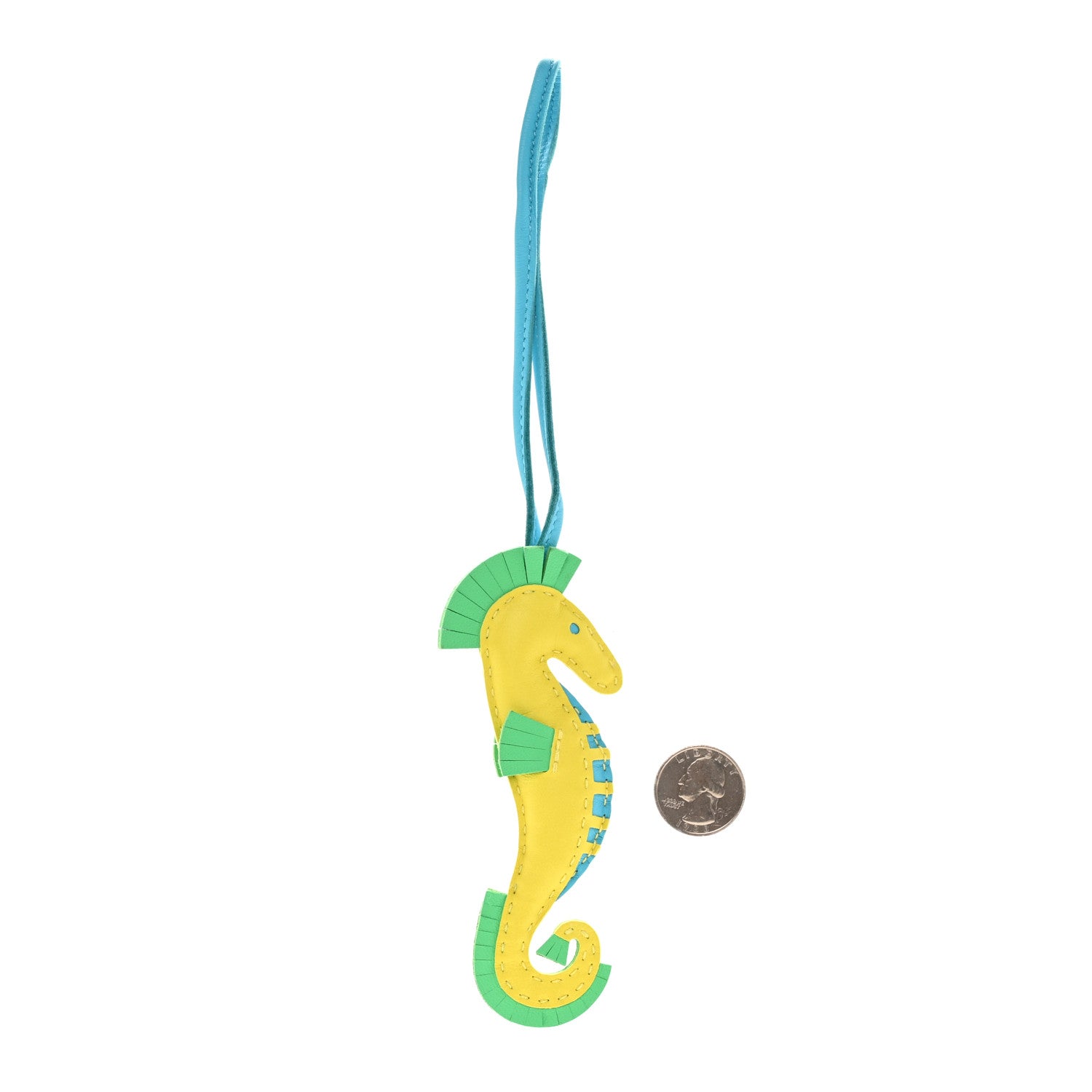 Hermes Milo Lambskin Hippo Bag Charm Lime Vert Comics Bleu Azteque 2 of 7