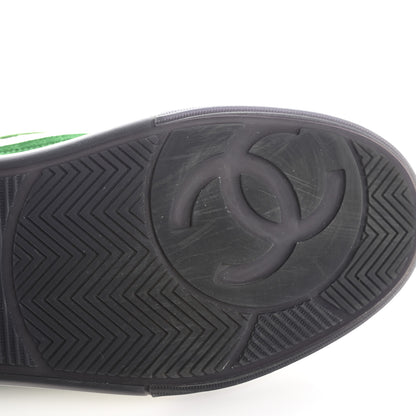 Chanel Suede Kidskin Womens CC Sneakers 39 White Green 10 of 11