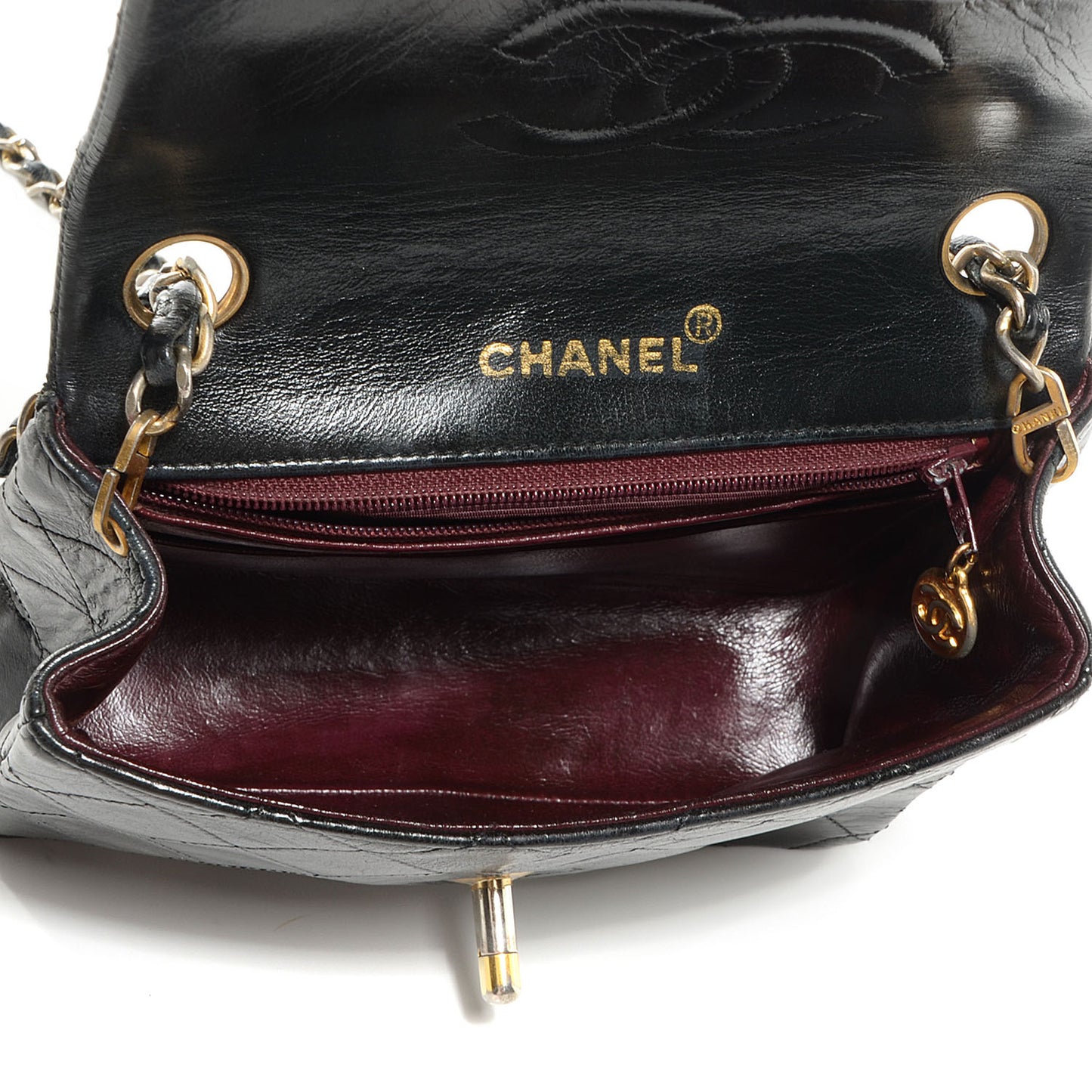 Lambskin Quilted Mini Square Flap Black