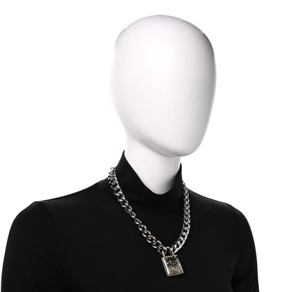 Chanel Resin CC Oversized Padlock Chain Necklace Silver Pearly White 2 of 4