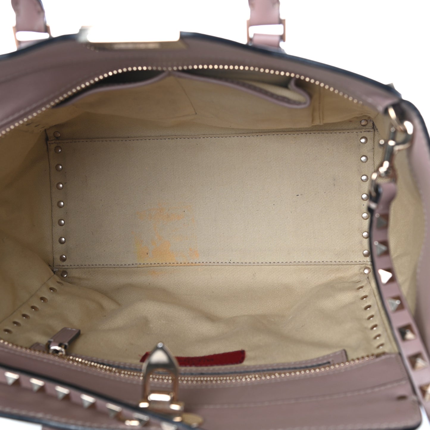 Vitello Rockstud Double Handle Tote Poudre