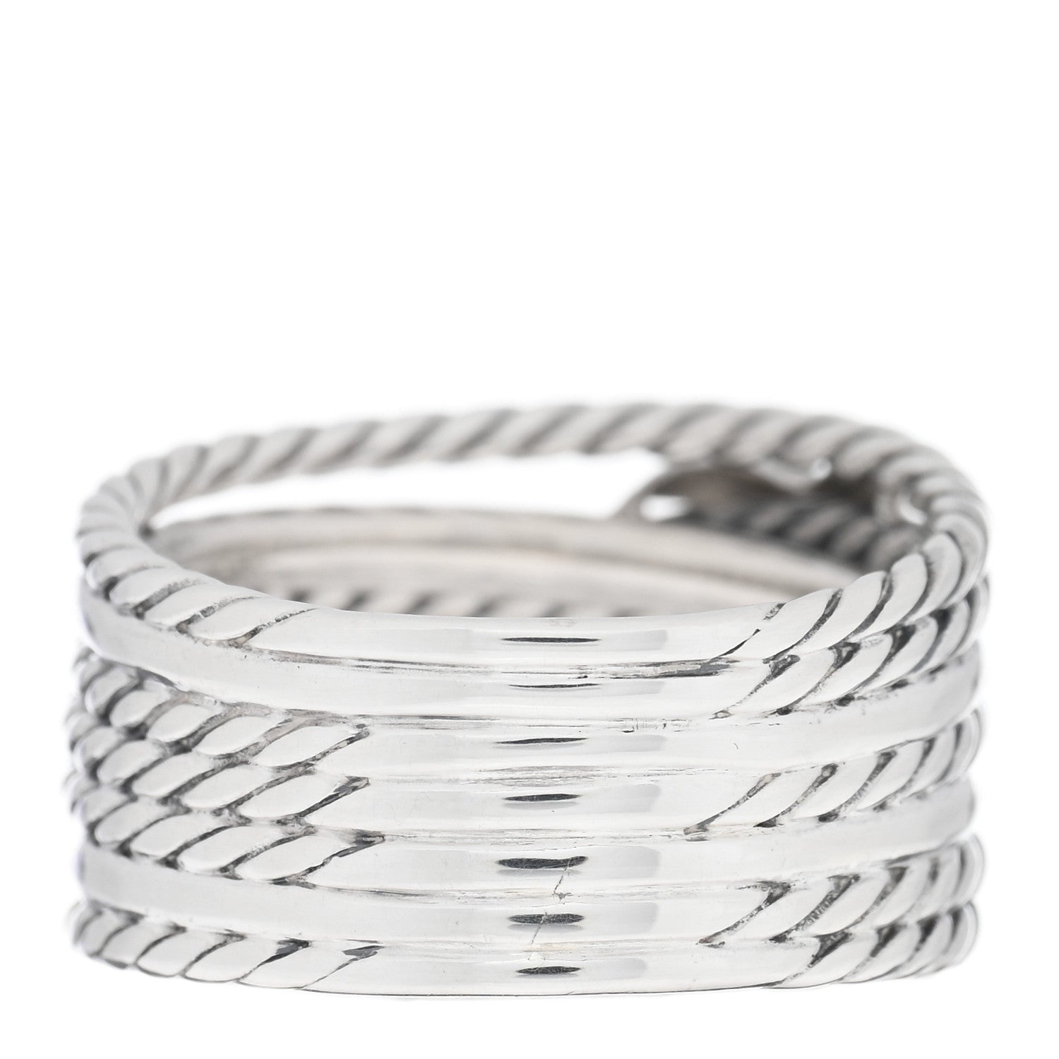 David Yurman Sterling Silver Diamond Double X Crossover Ring 58 8.25 3 of 4