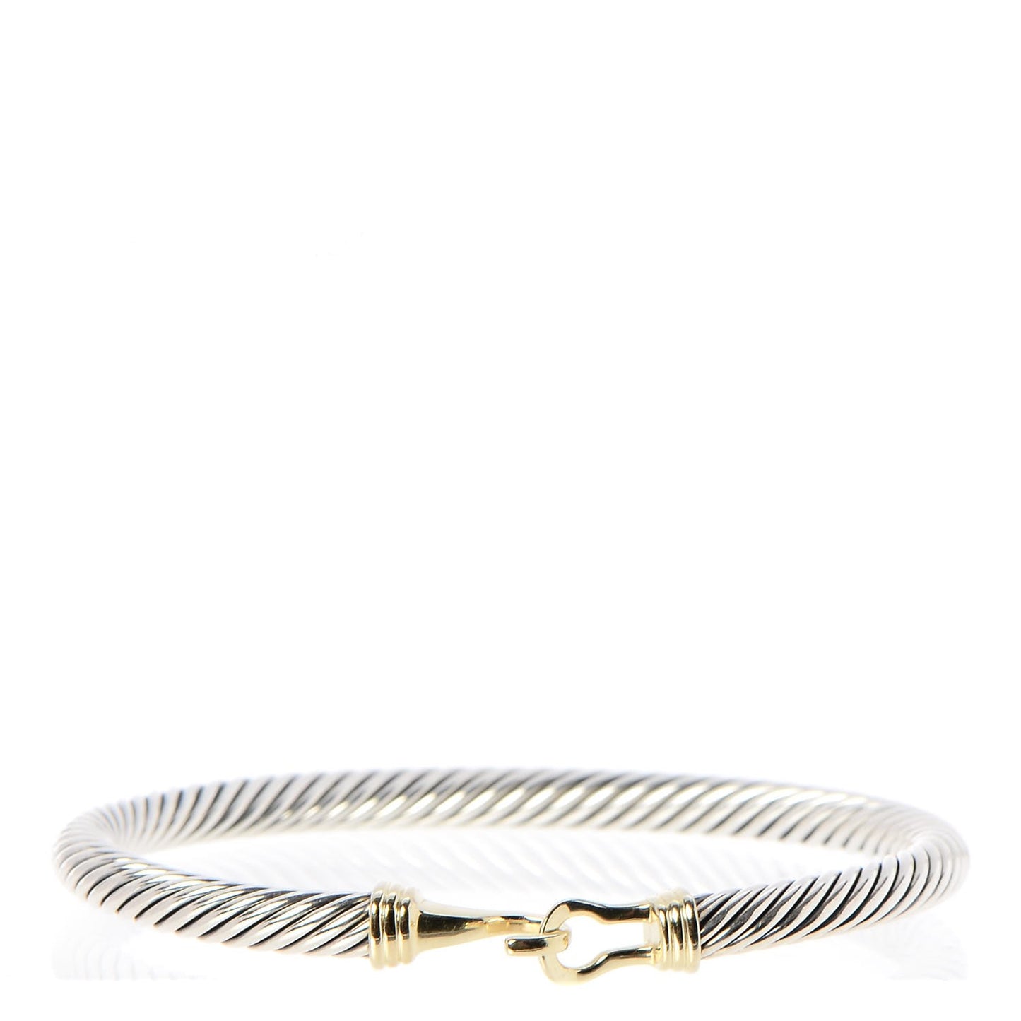 Sterling Silver 14K Yellow Gold 5mm Cable Classic Buckle Bracelet