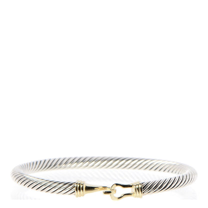 David Yurman Sterling Silver 14K Yellow Gold 5mm Cable Classic Buckle Bracelet 1 of 4