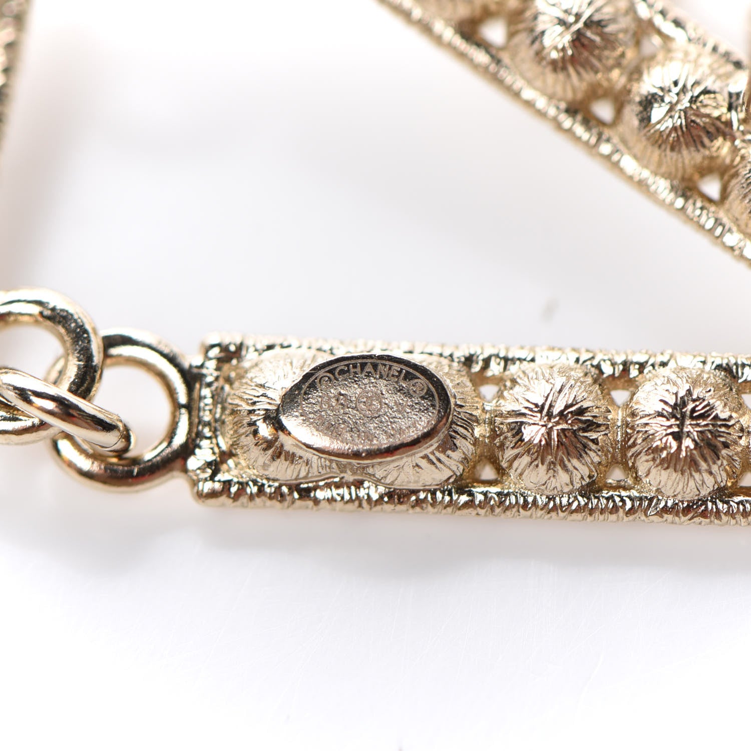 Chanel Crystal Cha-Nel Logo Drop Earrings Gold 4 of 4