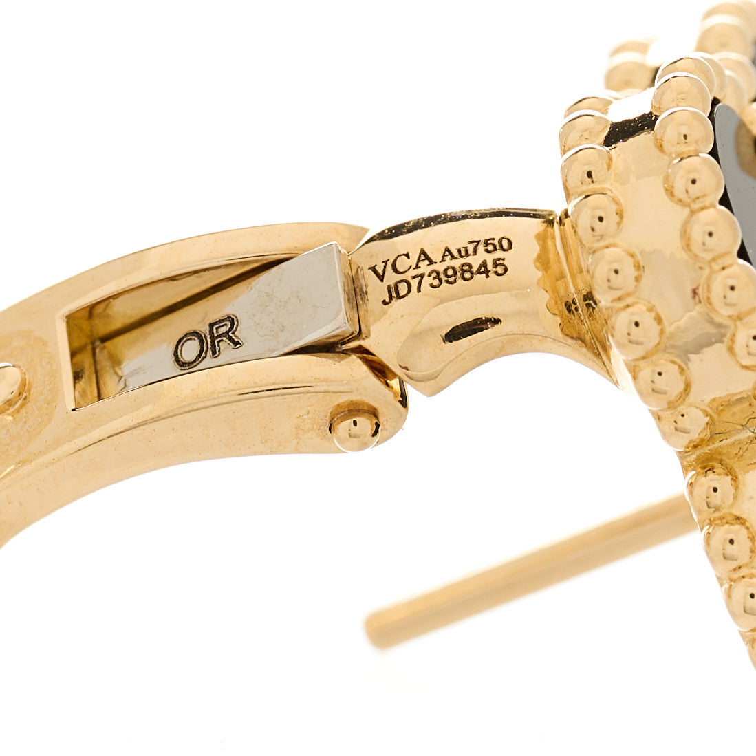 18K Yellow Gold Black Onyx Vintage Alhambra Earrings