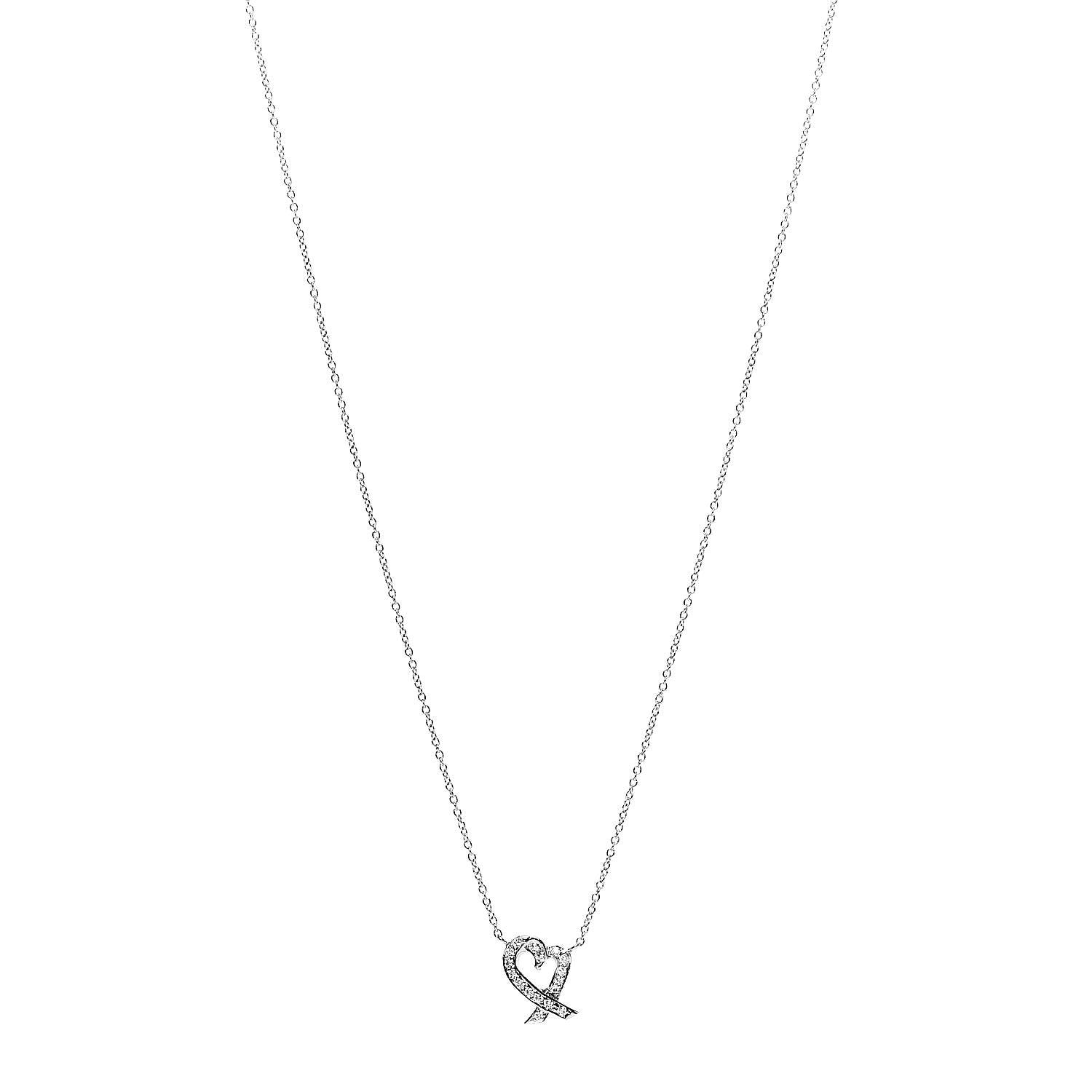 Tiffany Platinum Diamond Paloma Picasso Loving Heart Pendant Necklace 1 of 7