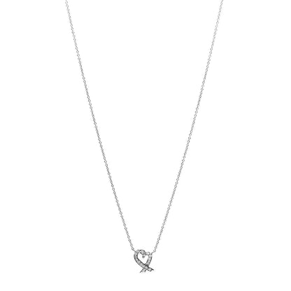 Tiffany Platinum Diamond Paloma Picasso Loving Heart Pendant Necklace 1 of 7