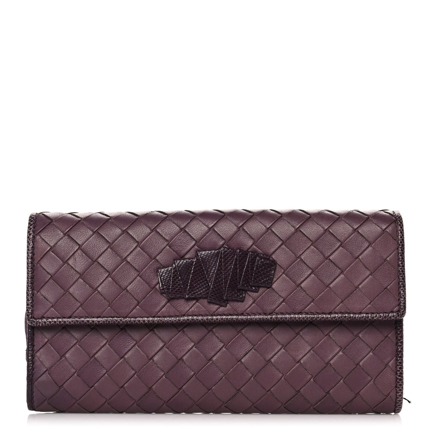 Nappa Ayers Intrecciato Continental Flap Wallet Aubergine