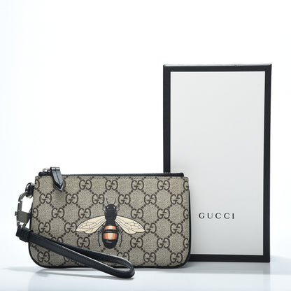 Gucci GG Supreme Monogram Bee Print Wrist Pouch Black 9 of 9