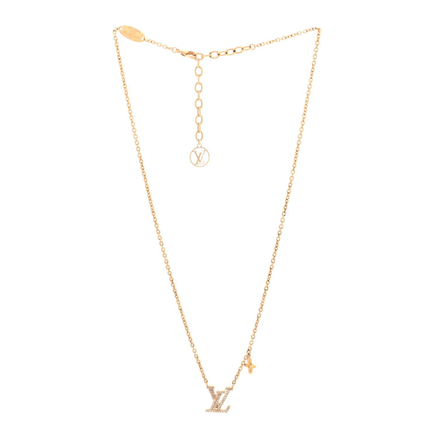 Louis Vuitton Metal Crystal LV Iconic Necklace Gold 3 of 4