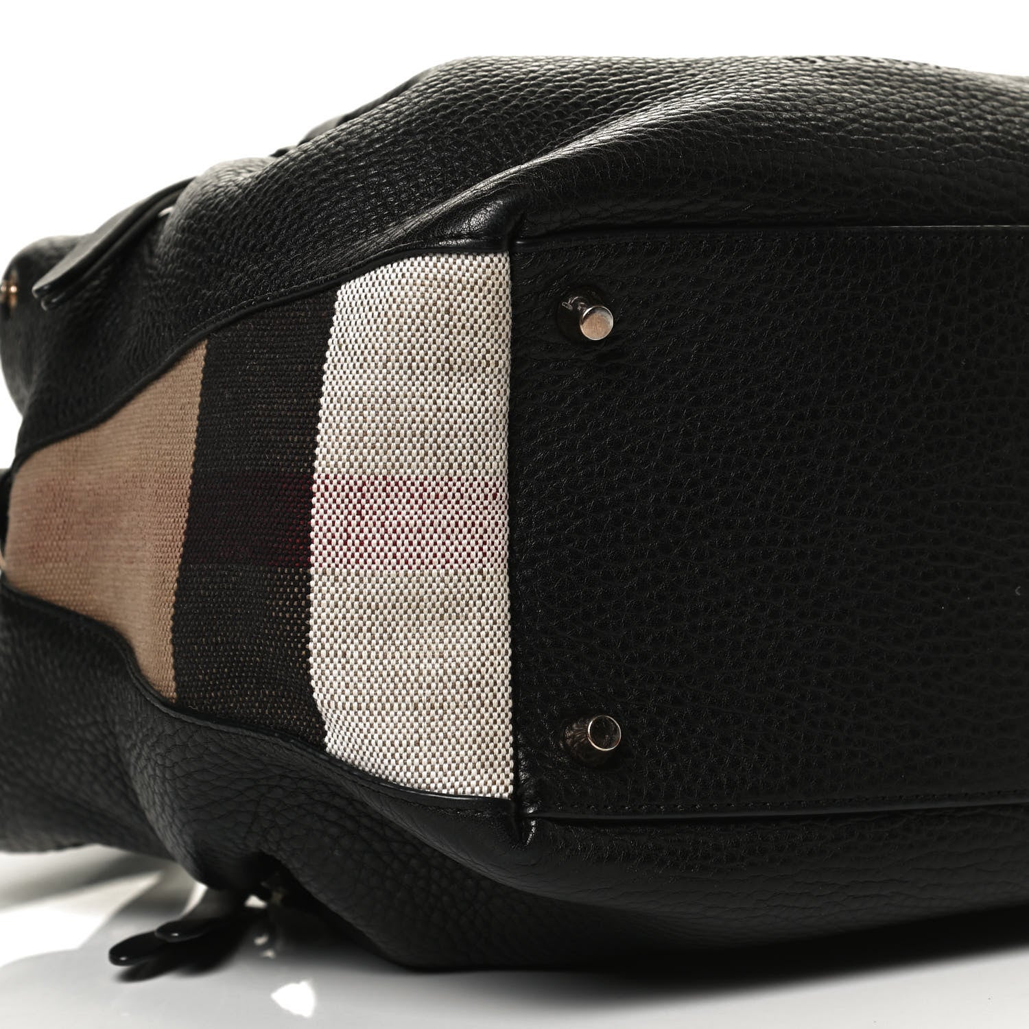 Burberry Grainy Calfskin House Check Small Maidstone Black 12 of 15