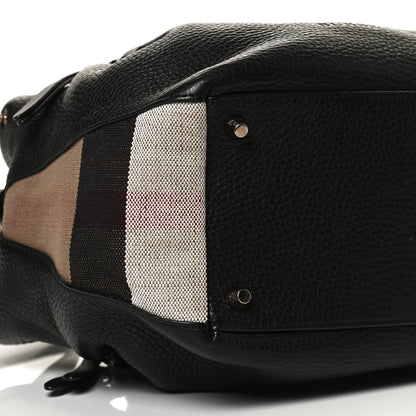 Burberry Grainy Calfskin House Check Small Maidstone Black 12 of 15