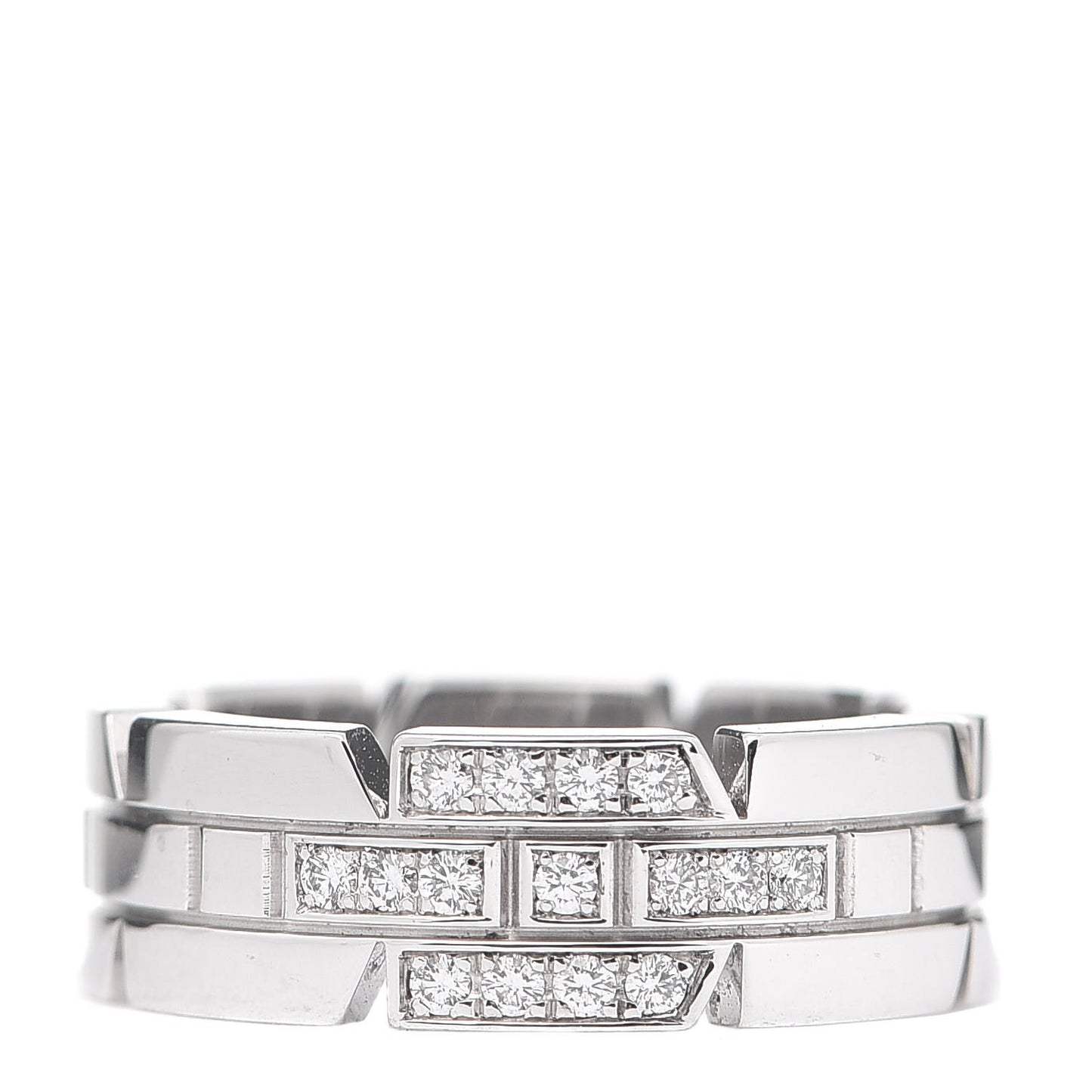 18K White Gold Diamond 6mm Tank Francaise Band Ring 48 4.5