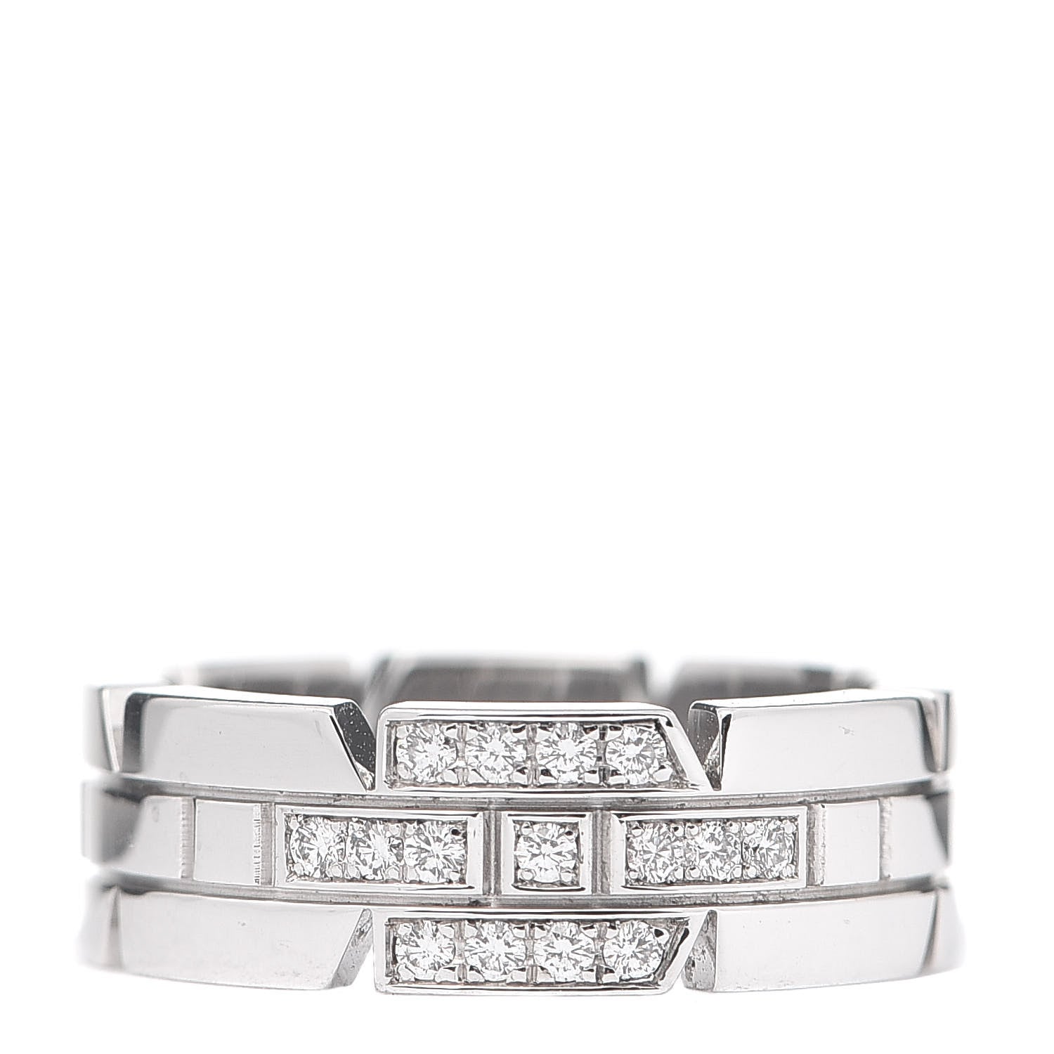 Cartier 18K White Gold Diamond 6mm Tank Francaise Band Ring 48 4.5 1 of 4