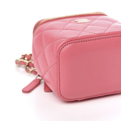 Chanel Lambskin Quilted Mini Vanity Case With Chain Coral 8 of 10