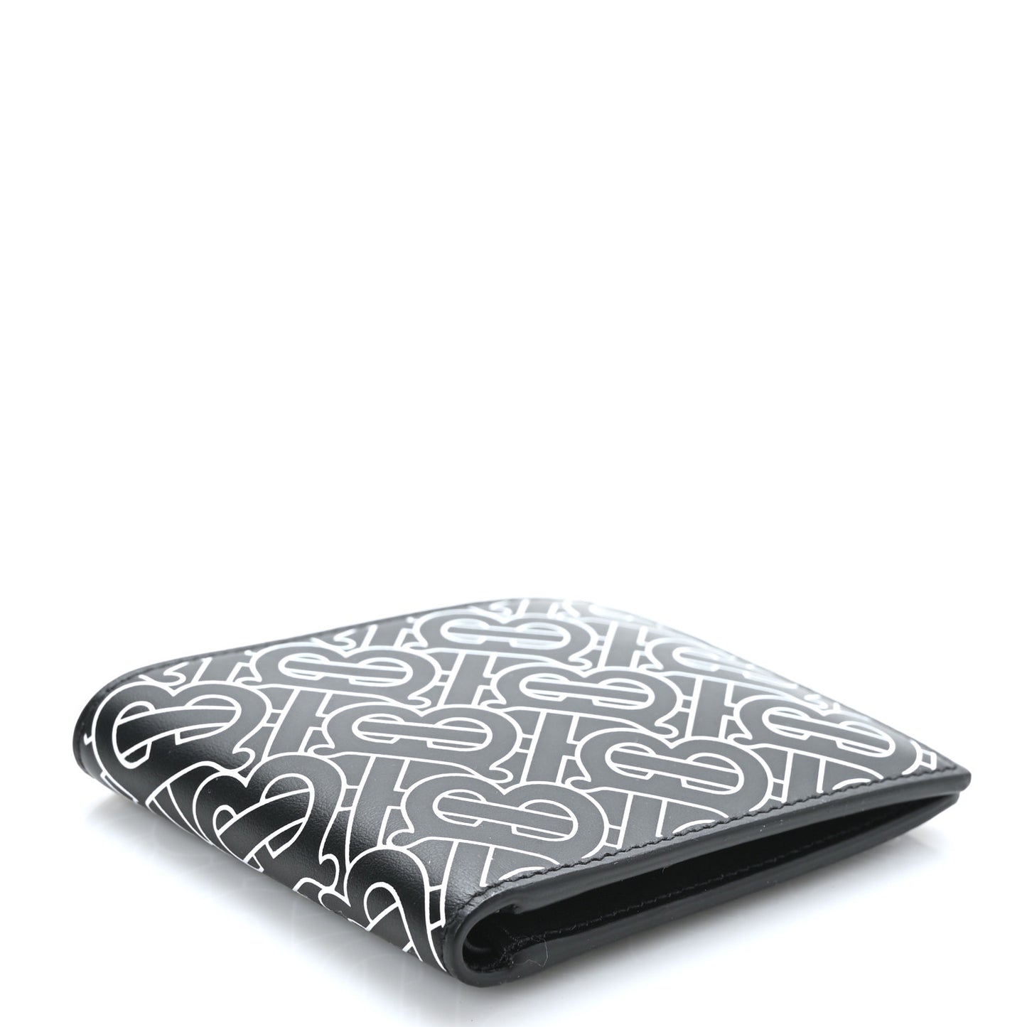 Calfskin Embossed Monogram Bi-Fold Wallet Black White