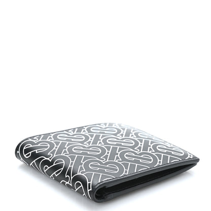 Burberry Calfskin Embossed Monogram Bi-Fold Wallet Black White 4 of 6
