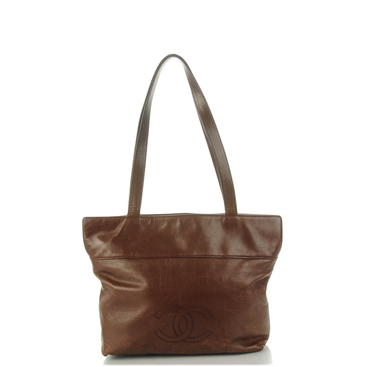 Chanel Calfskin CC Tote Brown 1 of 7