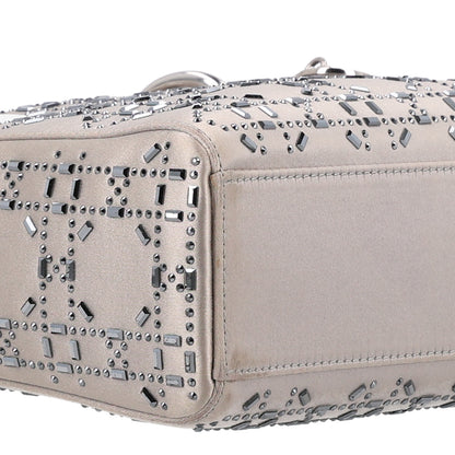 Christian Dior Satin Crystal Cannage Mini Lady Dior Gray 9 of 10