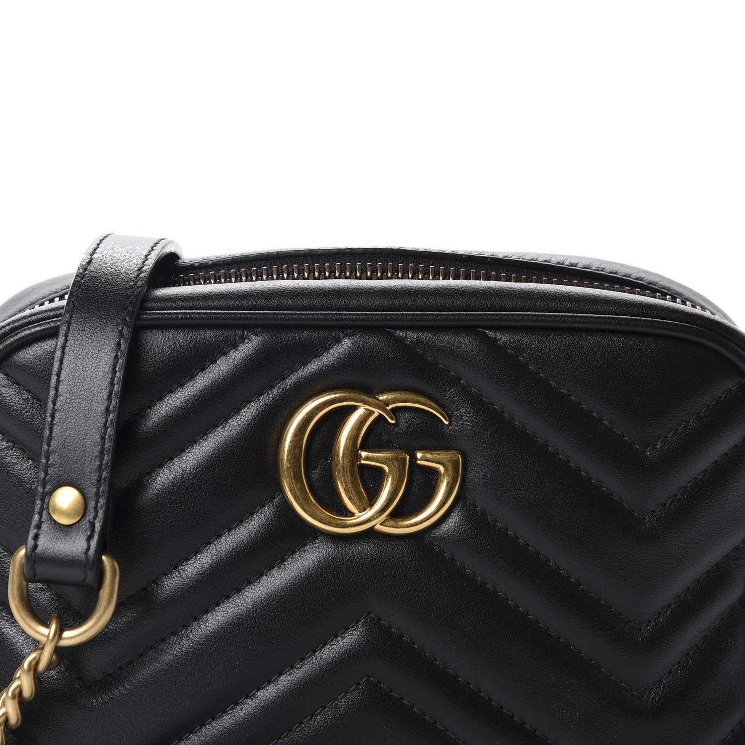 Gucci Calfskin Matelasse Mini GG Marmont Chain Shoulder Bag Black 10 of 10