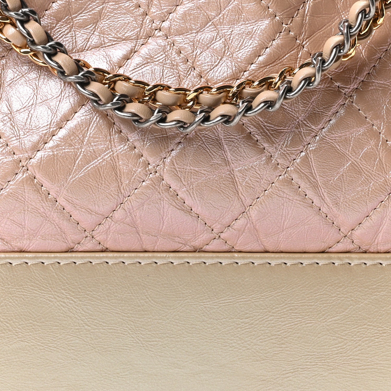 Chanel Iridescent Aged Calfskin Quilted Medium Gabrielle Hobo Light Pink 7 of 9