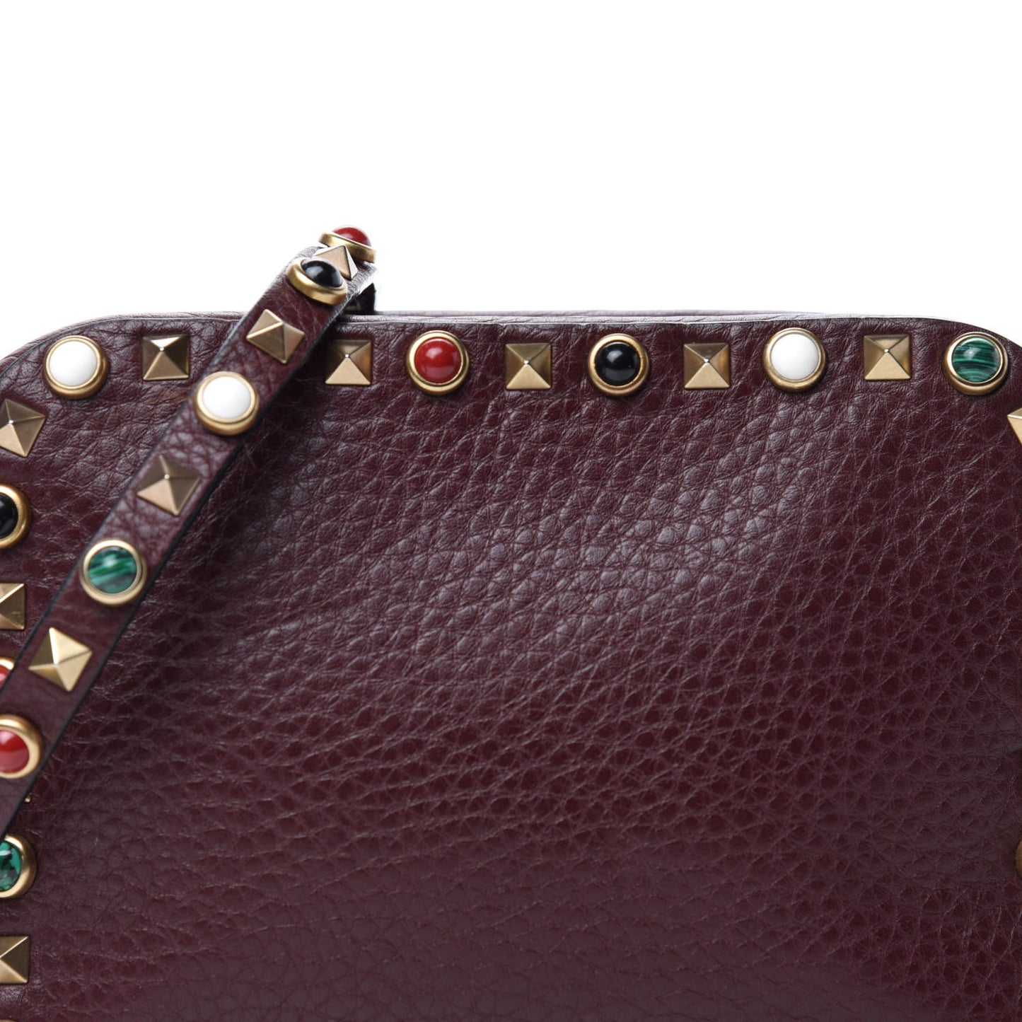 Pebbled Calfskin Rockstud Rolling Camera Bag Rubin