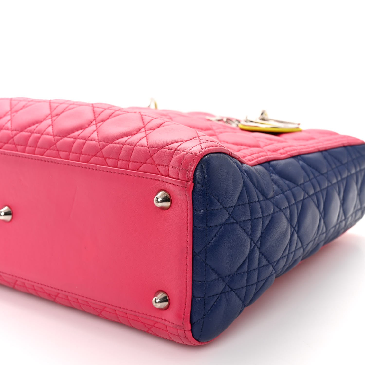 Christian Dior Lambskin Cannage Large Tri-Color Lady Dior Pink Blue Yellow 9 of 13