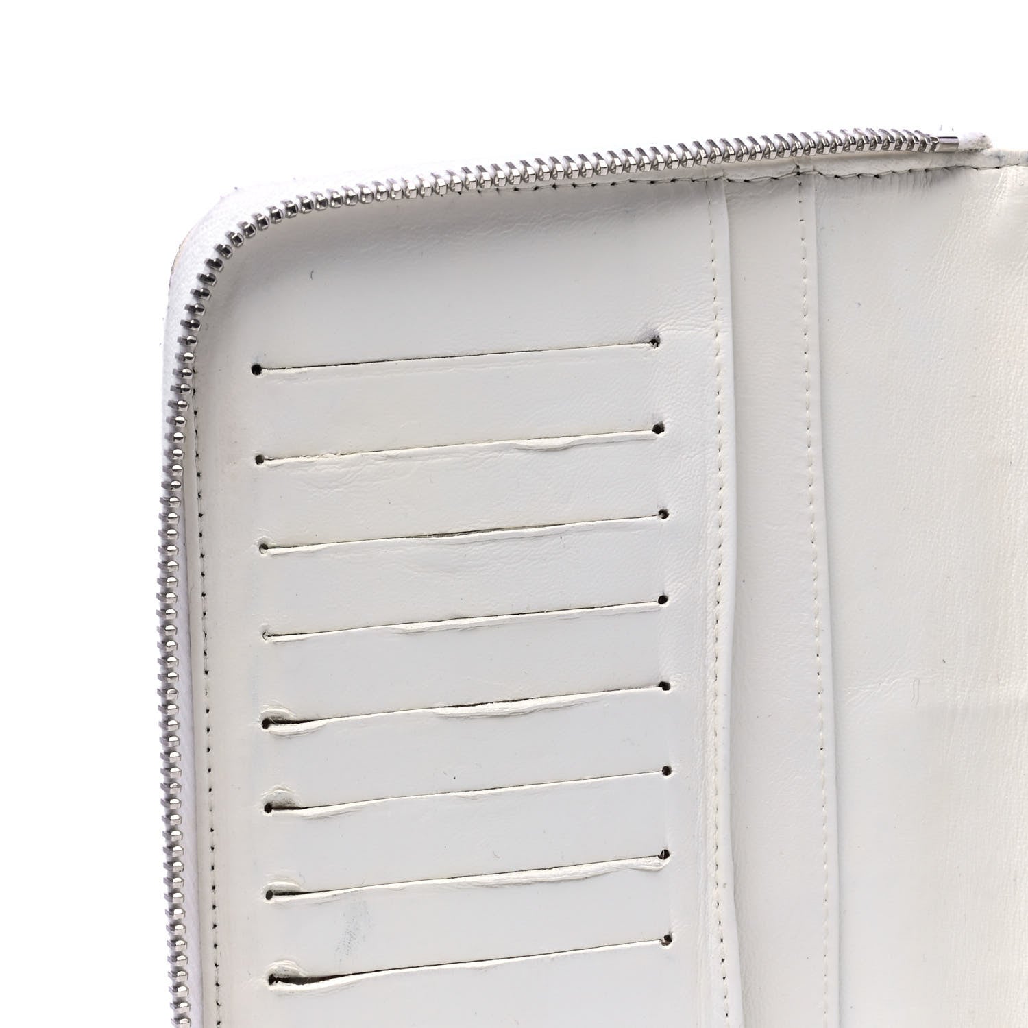 Chanel Lambskin Camellia Embossed Zip Around Organizer Wallet Off White 6 of 7