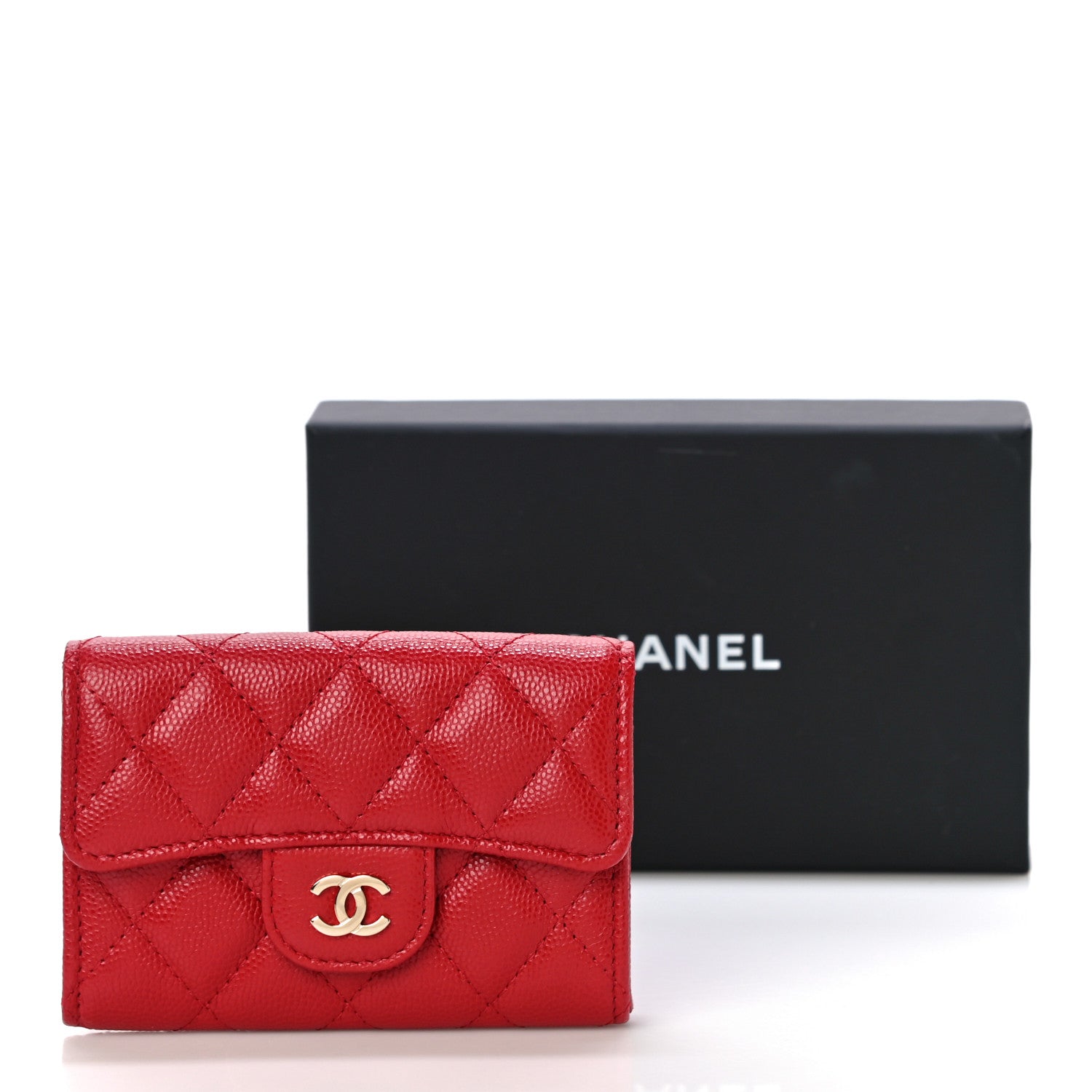 Chanel Caviar Quilted Flap Card Holder Wallet Red 12 of 12