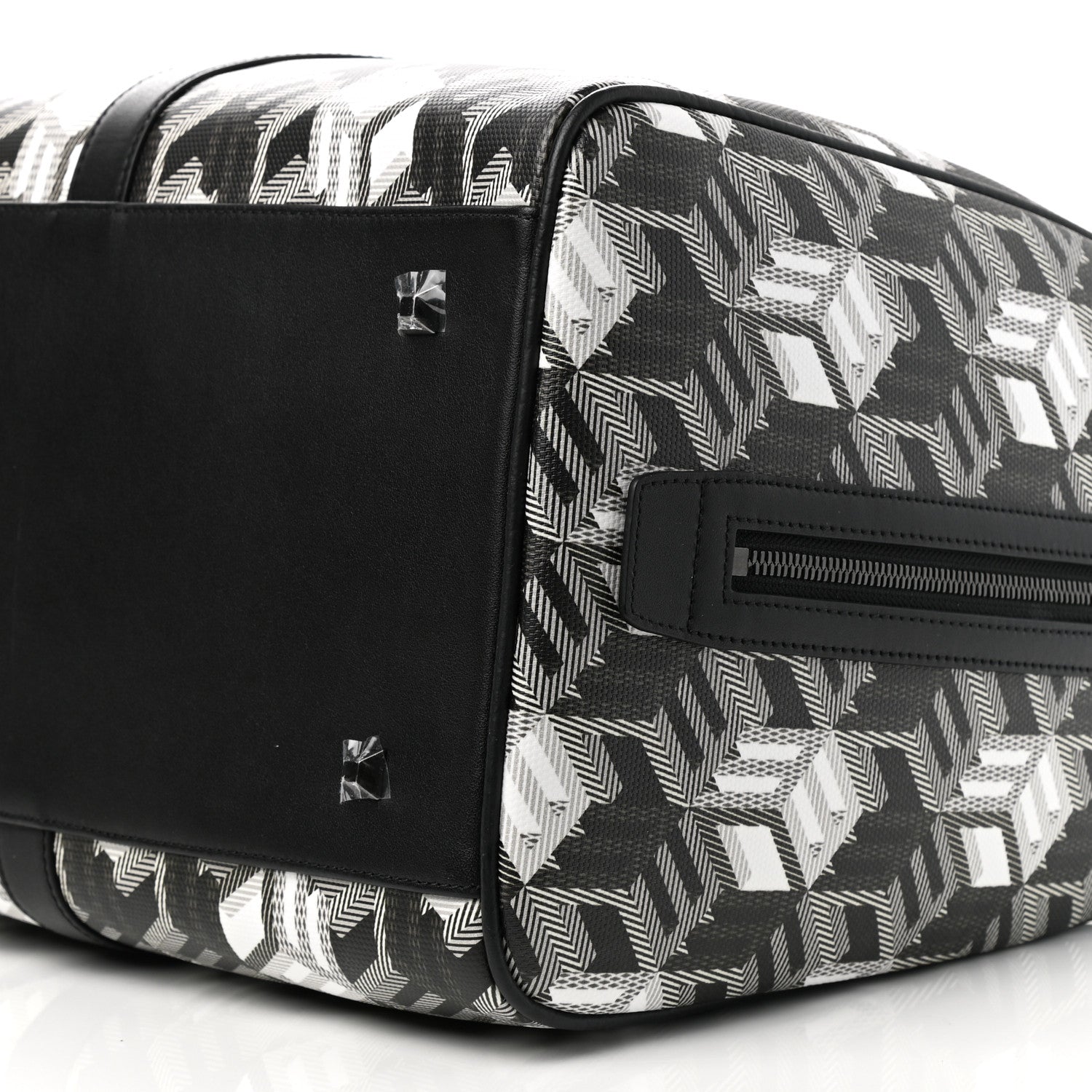 MCM Cubic Monogram Large Traveler Weekender Bag Black White 8 of 8