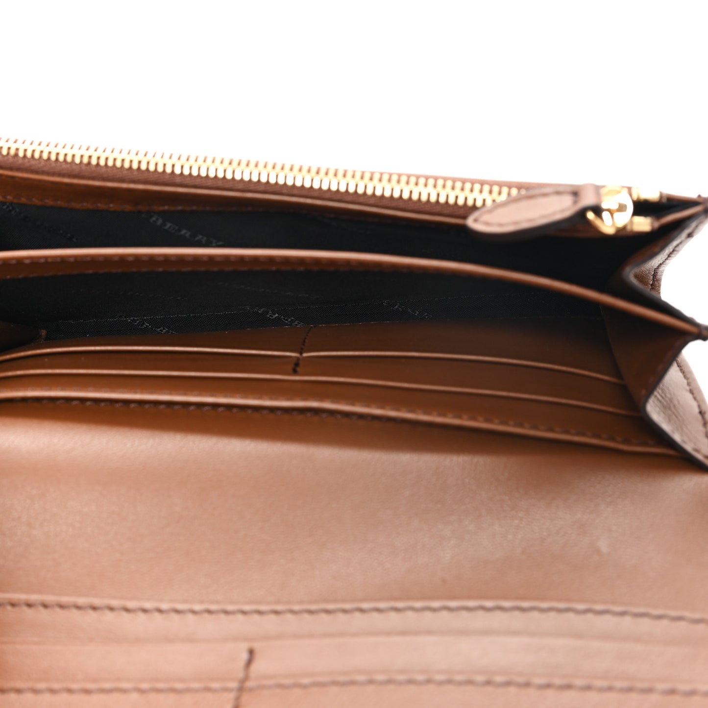 Horseshoe Calfskin House Check Porter Continental Wallet Tan