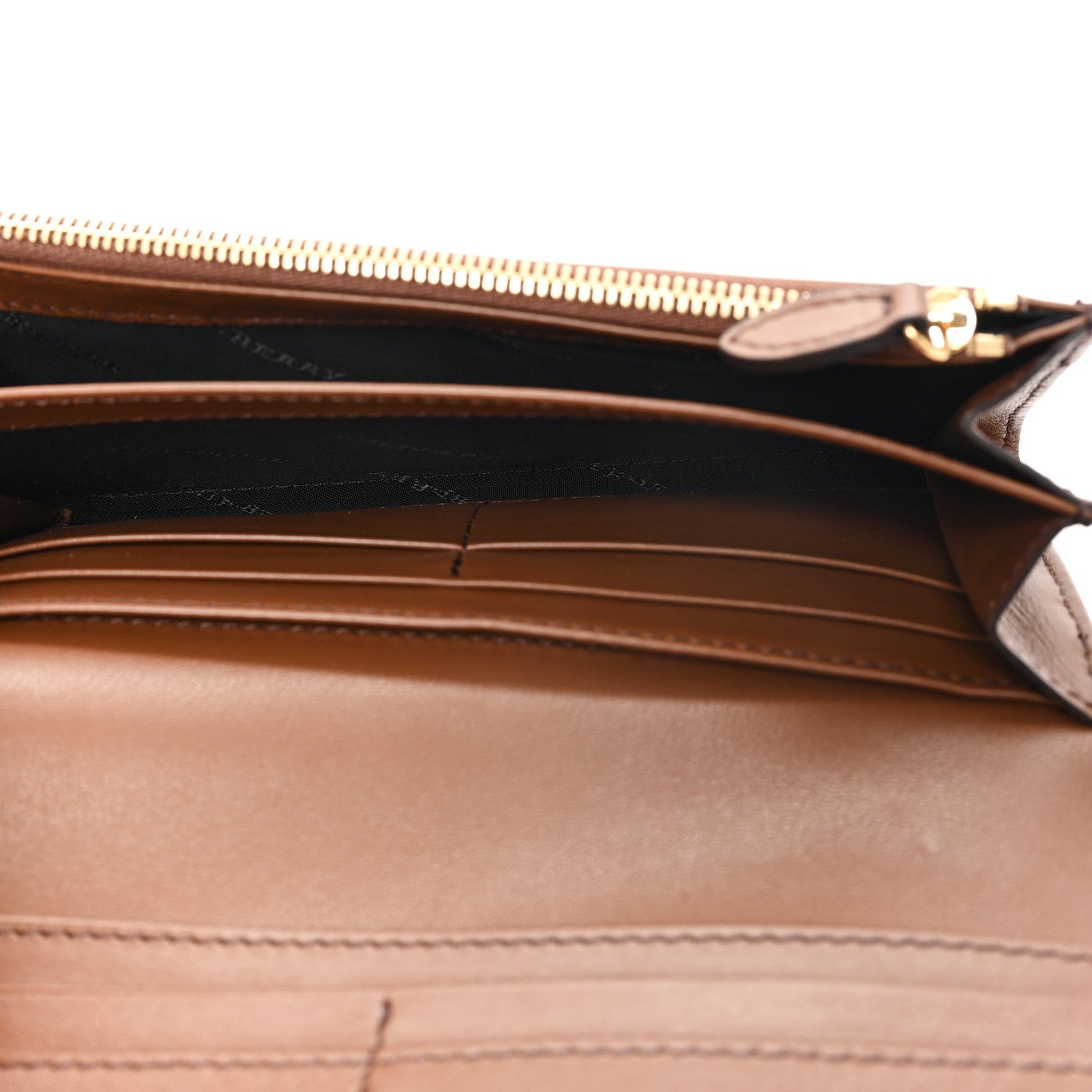Burberry Horseshoe Calfskin House Check Porter Continental Wallet Tan 5 of 6