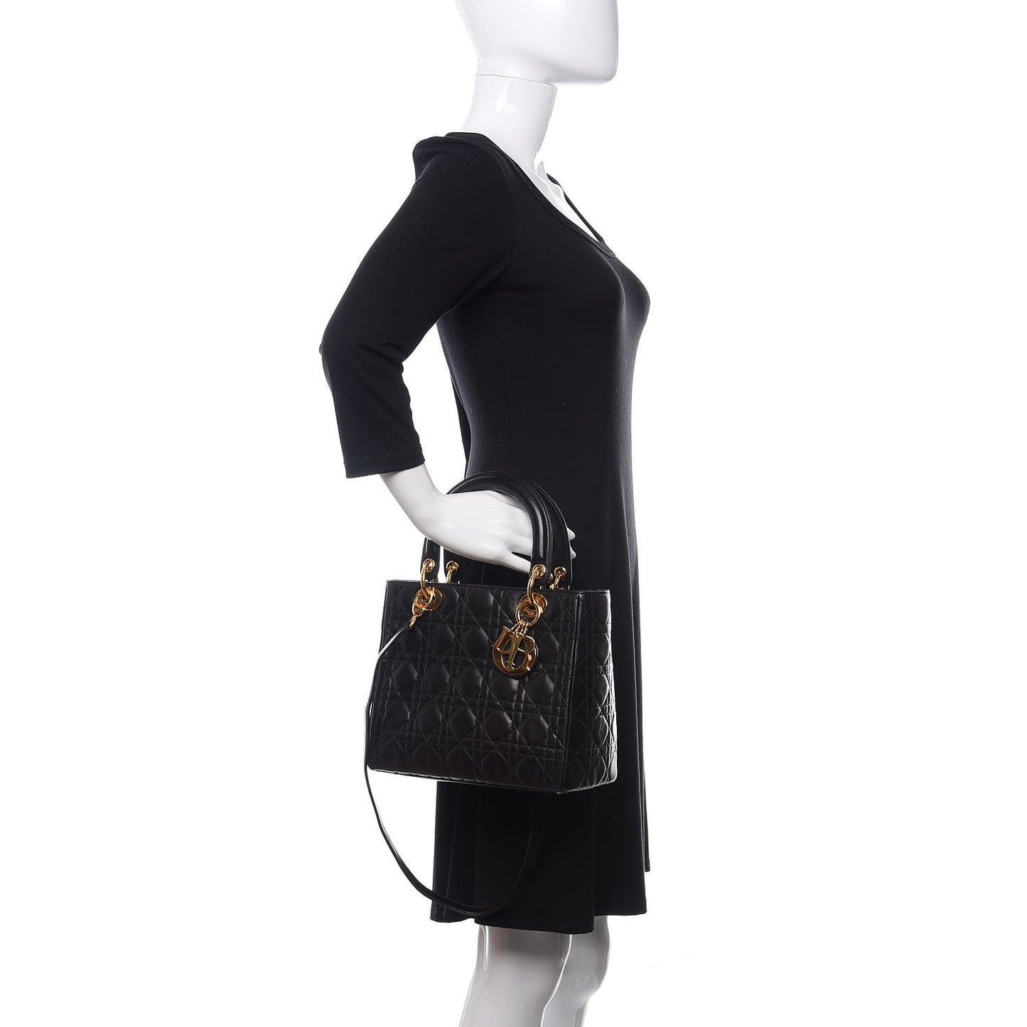Lambskin Cannage Medium Lady Dior Black