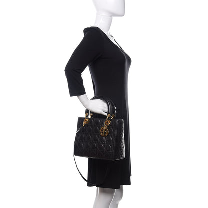 Christian Dior Lambskin Cannage Medium Lady Dior Black 3 of 11